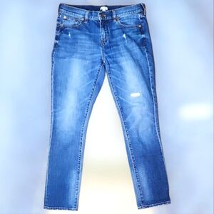 J.Crew Stretch Mid-Rise Distressed Skinny Jeans Women’s 27 Blue 28” Inseam